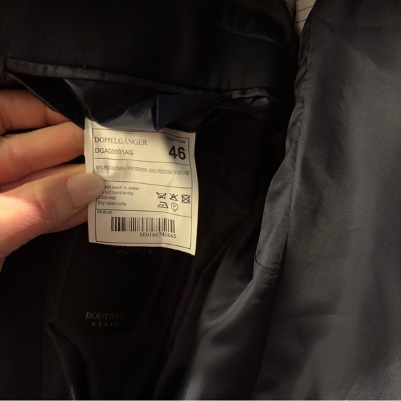 NWT- Doppelgänger Navy Blazer Men's Black Blazer Size 46 DGAGO 001AG - Picture 9 of 13